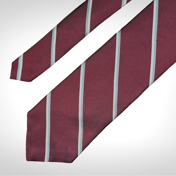 Christian Dior Burgundy Striped Neck Tie - Picture 4 of 8